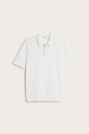 Kappahl | Sweter z dzianiny, z krótkimi rękawami i zamkiem błyskawicznym do połowy długości. Offwhite M | Offwhite