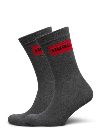 2P Qs Rib Lab Col Cc Underwear Socks Regular Socks Grå HUGO