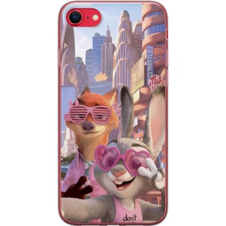 Kompatibel Mobilcover til Apple Apple iPhone 8 Animalske figurer i solrig bymiljø med rosa solbriller og en positiv besked i en farverig feel-good st