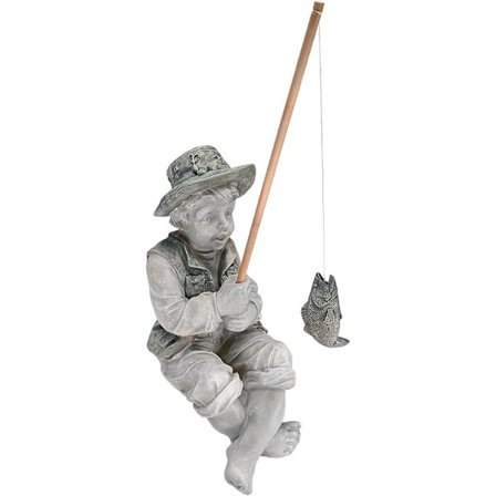 Design Frédéric le Petit Pêcheur d'Avignon fiskerstatue til haven, 14 cm, polyresin, to stenfarger