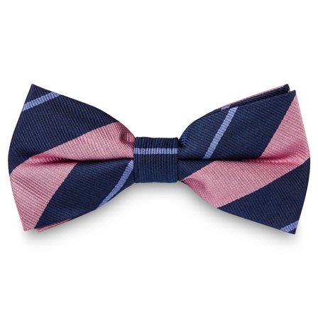 Nœud papillon en soie bleu marine et rose à rayures mauve pour hommes - Noeuds papillon pré-noués
