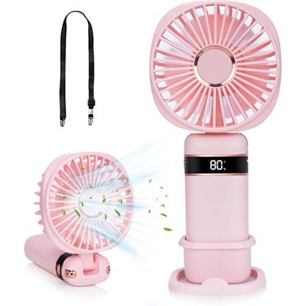 Håndholdt vifte, 20+ timer bærbar USB-vifte med 5 hastigheter og strømvisning, batteridrevet skrivebordsvifte, liten personlig vifte med B