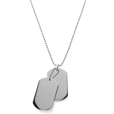Sølvfarvet Halskæde m. 2 Dog Tags til mænd - Dogtag Halskæder