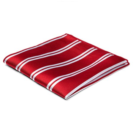 Fazzoletto da taschino rosso con righe argentate in seta per uomini - Fazzoletti da taschino fantasia