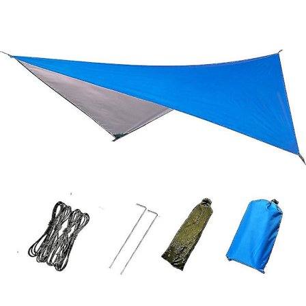 Camping Telt Tarp, Vedenpitävä Camping Sadekatos Tarp Ulkouima Uv-suoja Suoja Jälkiä Ulkoiluun Retkeilyyn Vaellus Riippumatto (sininen)