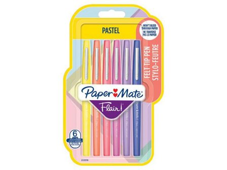 Paper Mate Märkpenna Flair pastell 6/fp - Lyreco - Kontorsmaterial - Pennor - Finelinerpennor