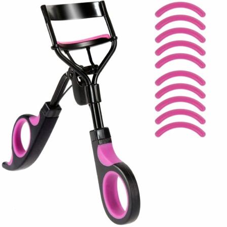 Øyenvippekrøller, med 10 utskiftbare silikonputer, profesjonelle sminkeverktøy kan bøye øyenvippene perfekt, egnet for kvinner (svarte)