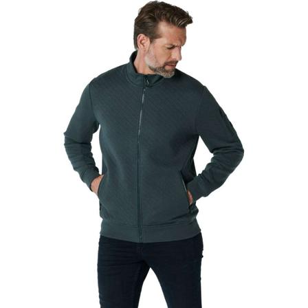 No Excess, Sweater full zipper jacquard recycl dark steel Groen, Heren, Maat:S