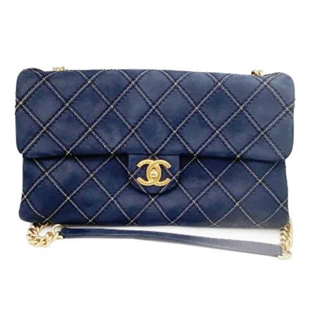Chanel Vintage Pre-owned Læder chanel-tasker Blå, Dame Vintage Tasker, Størrelse: ONE Size