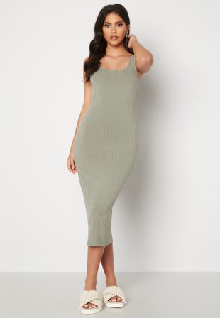 Bubbleroom - Marina rib dress - Light green - Kläder
