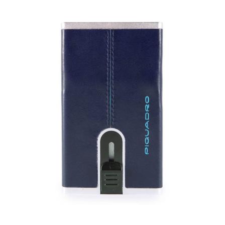 Piquadro, Credit card holder with Blue Square Sliding System Niebieski, Mężczyzna, Rozmiar: ONE Size