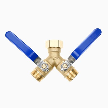 Hageslange Splitter Y-formet Slangesplitter med Stengeventil Kraftig 2-veis Slangesplitter 3 4 Tommers GHT Gjenget Y-ventil