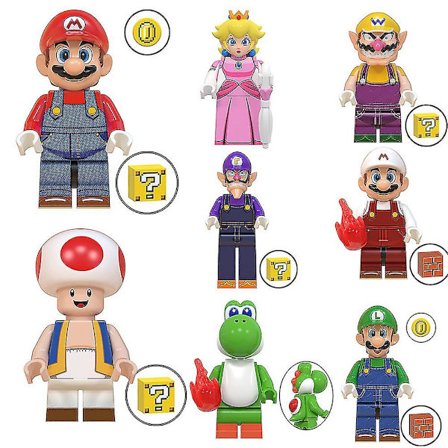 8 stk/sett Super Mario Minifigur Samlet Byggeklosser Lekefigurer Samleobjekt Modell Gave