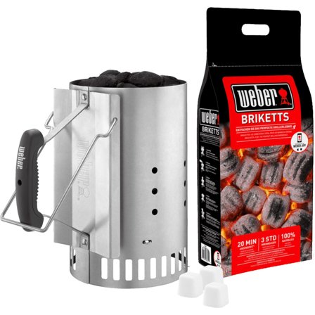 Weber Opptenningspakke - Grillstarter, 2kg Briketter & 6 Opptenningsblokker
