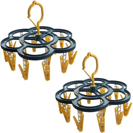 2-pak strømpetørrer med 16 tøjklemmer, roterende tørrestativ med vindtætte kroge, vaskestativ til strømper, undertøj og babytøj (pink)