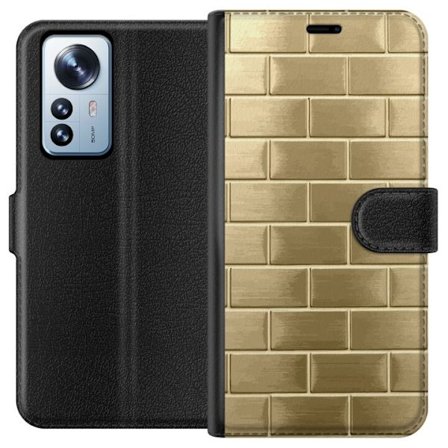 Plånboksfodral till Xiaomi 12 Pro med Gyllene Murstenar