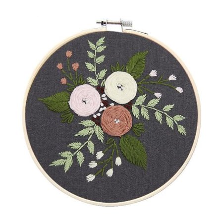 Broderi Startkit med Blommönster Korsstygn Handarbete Kit Båge DIY