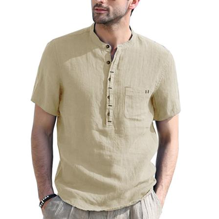 Kortärmade Toppar För Män Mock Neck Blus