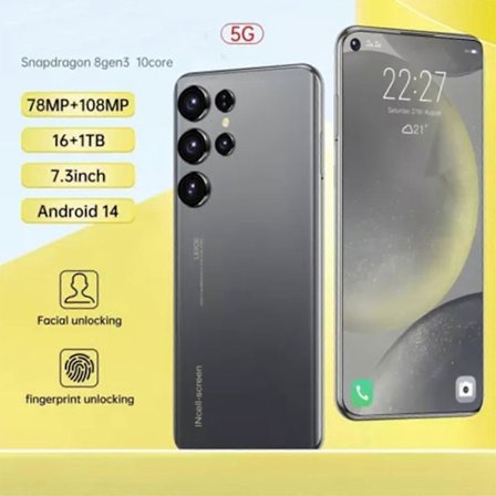 2025 S24 Ultra Android 16GB+1TB 7.3" Älypuhelin Avattu Matkapuhelimet Dual SIM