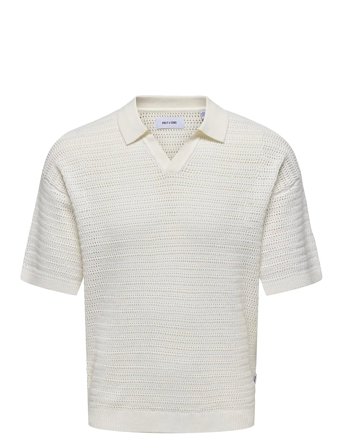 ONLY & SONS Onsthiago Ds 7 Ss Resort Crochet Polo - Cream - XL