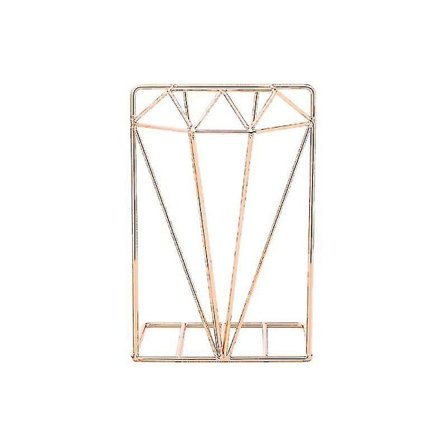 Kreative Diamantformede Metallbokstøtter Skrivebordsarrangør Bokstøtte Stativ Oppbevaringsholder Hylle