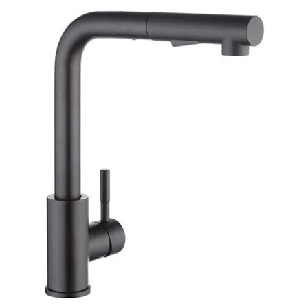 Köksblandare med svart spray, köksblandare med utdragbar spray, borstad 304 rostfritt stål köksblandare, 360° roterbar diskblandsare, 2 spray