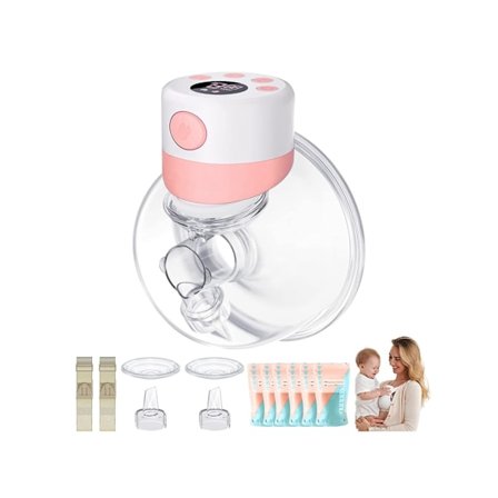 Håndfri elektrisk brystpumpe med 2 moduser, 9 nivåer, oppladbar med 6 melkeoppbevaringsposer