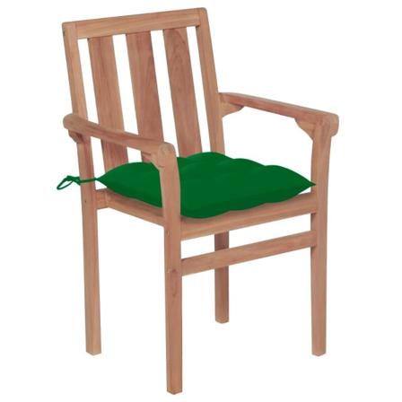 Vidaxl Trädgårdsstolar 2 St Med Gröna Dynor Massiv Teak Grön