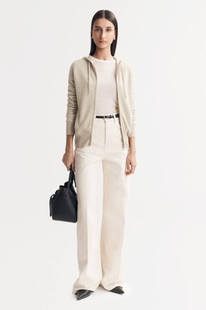 Soft Goat - Zip Hoodie - Women cashmere sweater - L - Natural Sand