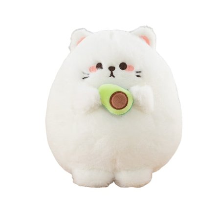 (25cm, Hvit) Myk Fylt Dyr Avocado Plysj Putedyr Katt Dukke T