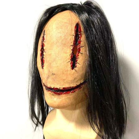 Ghost Face huvudbonadsmask med hår Cosplay kostym rekvisita
