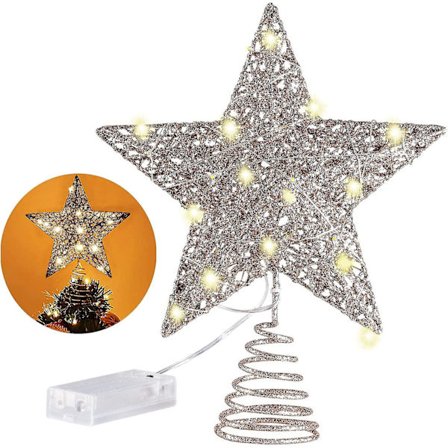 10 Tuuman Joulukuusen Huippu 20 LED-Valolla. Rose Gold Glitter Metalli Joulukuusi