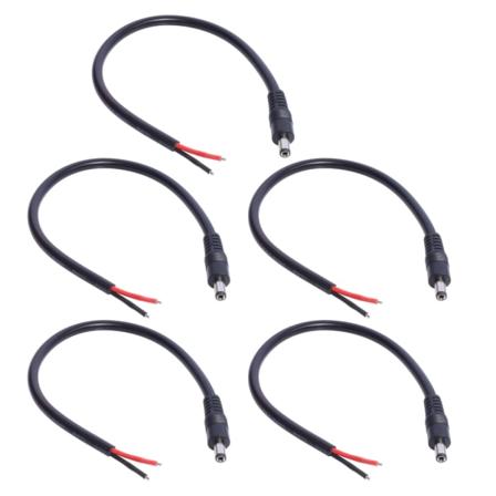 5 stk DC5521 Power Pigtail-kabel hann/hun-kontakt 5,5x2,1 mm adapter bare ledning for skrivebordslamper, ruter, LED-lysstripe