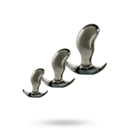 Black Axinite 3 in 1 Aanl Plug Kit Set II - Vuxen.se - Analleksaker i set, butt plug trainer, anal kit