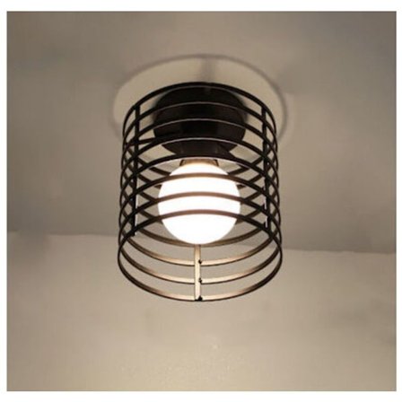 Vintage Taklampa Flush Mount Pendellampa Metallbur Korg Taklampa (Svart, vitt ljus)