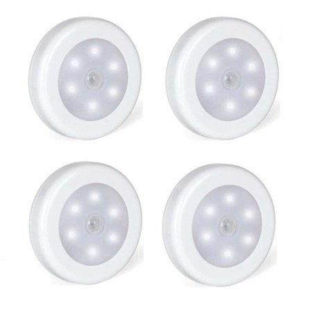 LED natlys med indendørs bevægelsessensor, LED-lampe batteridrevet 3 m klæbemiddel til gang, køkken, skab (magnetisk (varm hvid, sæt med 4)