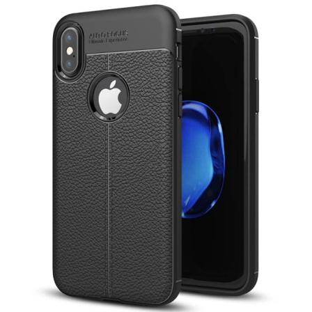 Läder Mönstrat Tpu Skal Apple Iphone X / Xs Svart