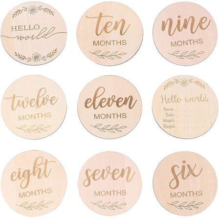 14 st Baby Monthly Cards Trä Milestone Discs Baby First Year Growth Photo Com