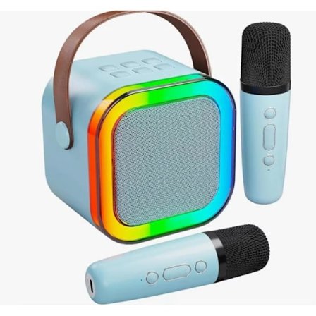Mini kannettava Bluetooth-karaokemikrofoni, laulava kaiutin 2 mikrofonilla ja valolla, lelut