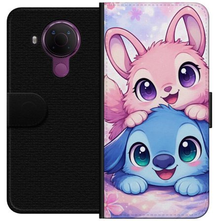 Kompatibel Tegnebogsetui til Nokia Nokia 5.4 Sød kawaii illustration med pink og blå fantasidyr, store øjne og bløde farver perfekt til børnevær