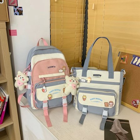 Ny Harajuku High School Flickor Ryggsäck Axelväskor Flera Fickor Vattentät Skolväska Tonårsflickor Kawaii Ryggsäck Mochila~01144
