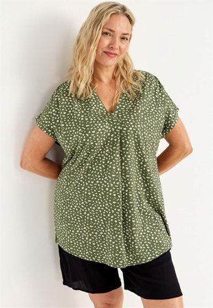 Cellbes of Sweden - Kortermet jerseytunika i grønn/mønstret for damer i størrelse 34/36