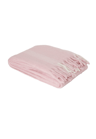 Åhléns Home Randig pläd i ullmix WOLFIE 130x170 cm Filtar & plädar Vit ONESIZE