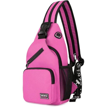 Naisten rintalaukku pieni reppu kuulokeaukolla tyttöjen olkalaukku Crossbody Sling Bag retkeilyyn pyöräilyyn telttailuun kestävä polyesteri-violetti