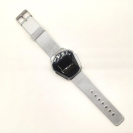 Herrarmbandsur Trendig Geometrisk Urtavla Led Elektronisk Watch Pekskärm-3(Silver)