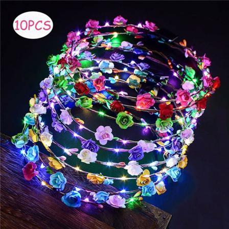 10st Glödande Led-krans Halloween Crown Flower Christmas Party