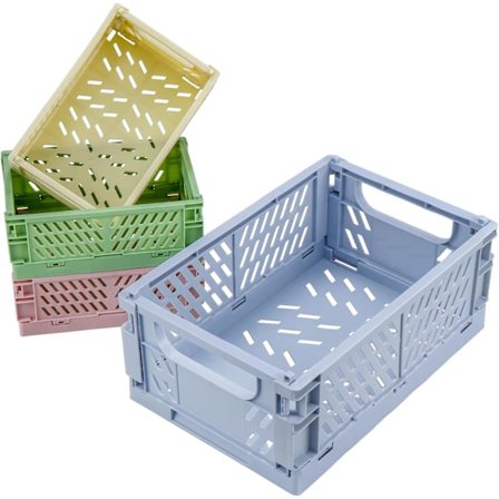 4 Pakke Mini Sammenleggbar Oppbevaringskurv Plast Stable Oppbevaringsboks Liten Skrivebord Organizer Kurv Sammenleggbar Skrivebordskasse for Kontor 