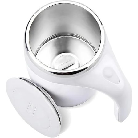 Itsesekoittuva muki, 380 ml itsesekoittuva kahvimuki automaattinen magneettinen sekoitus kahvimuki pyörivä koti toimisto matka sekoituskulho valkoinen