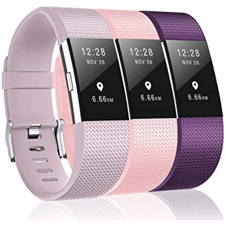 3-pack band kompatibel med Fitbit Charge 2, klassiska och specialutgåva ersättningsband för Fitbit Charge 2, kvinnor män (lavendel/rosa/plommon-L)