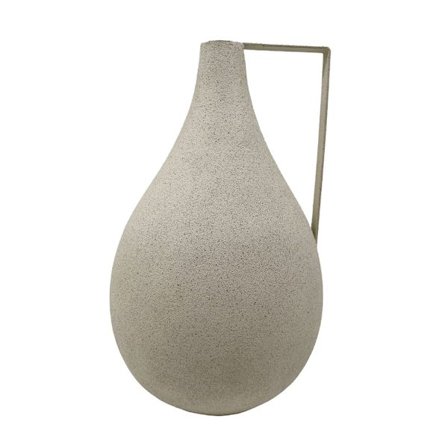 Polyresin-maljakko geometrisella kahvalla, beige, 27 cm